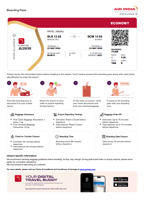Airline boarding pass preview
