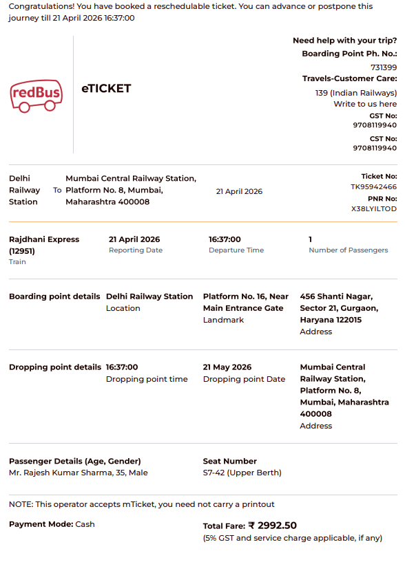 LTA travel receipt preview