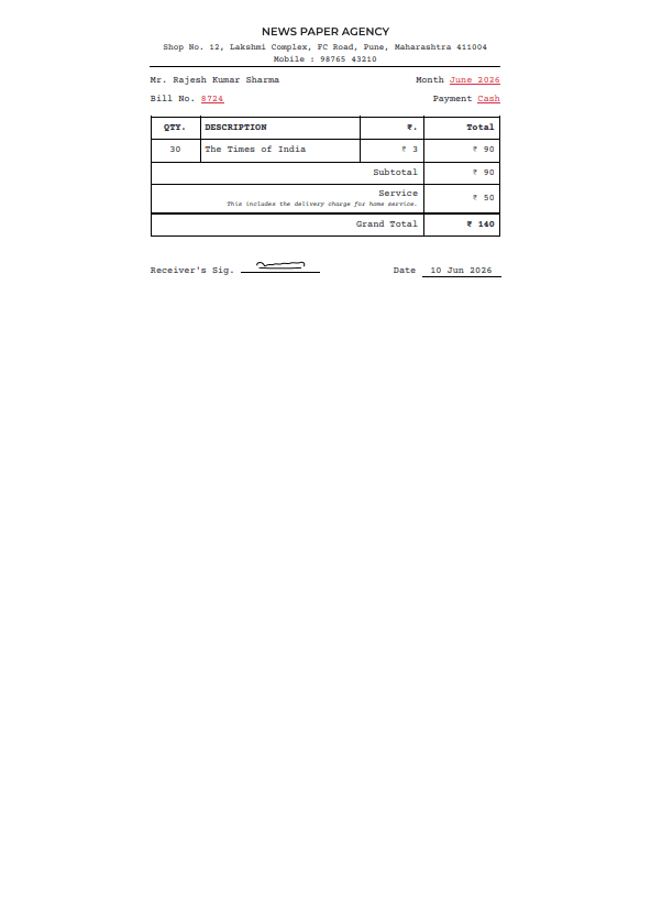 Newspaper subscription bill preview