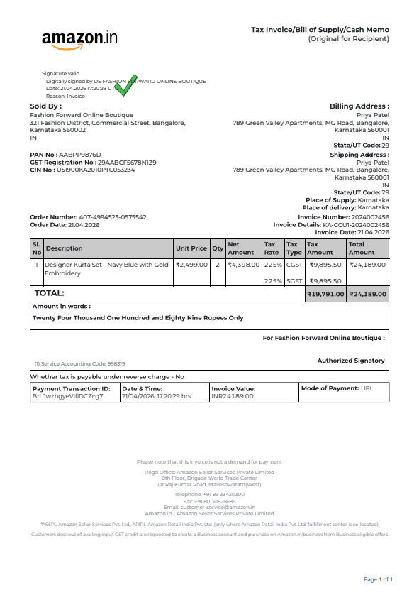 Amazon Invoice 2 preview